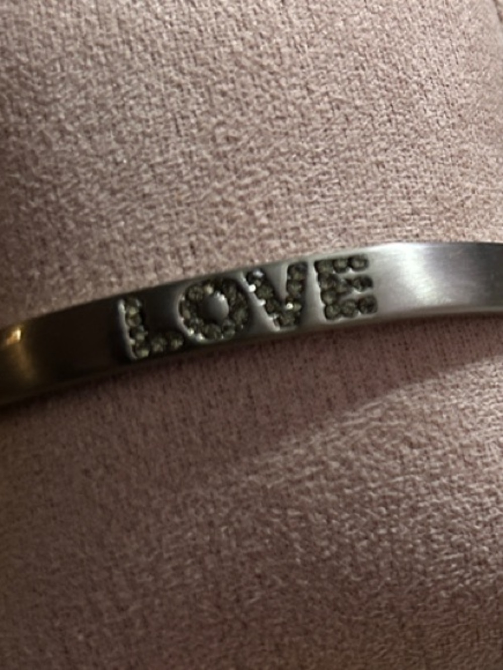 Marlyn Schiff Silver 'LOVE' Bangle with Clear Accent Stones NEW